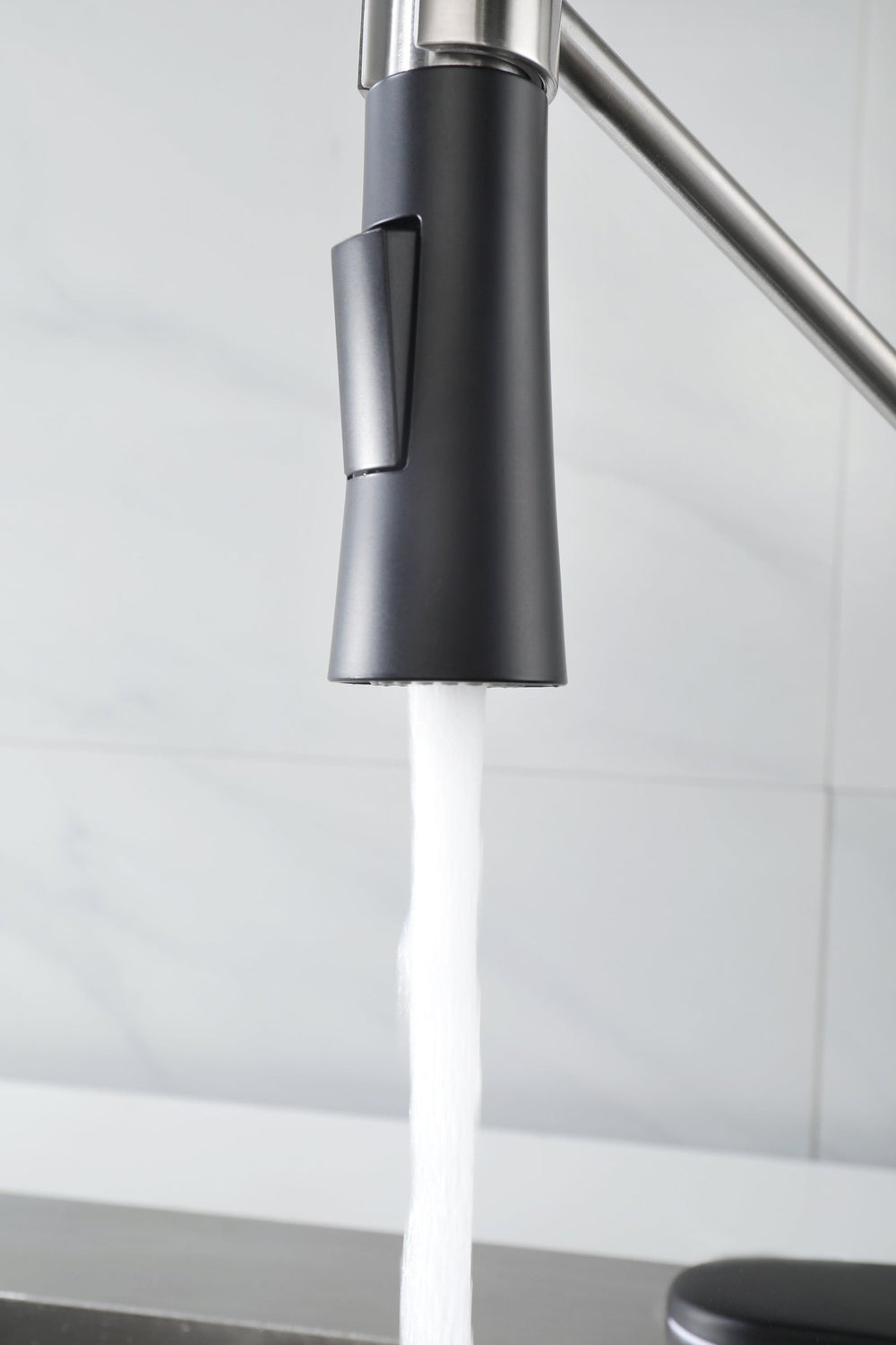 Matte Black Kitchen Faucet with Soap Dispenser Single Handle Kitchen Sink Faucet with Pull Down Sprayer Utility Sink Faucet Single Hole for Laundry Sink Stainless Steel 1.8 GPM - Tenko Co., Ltd.