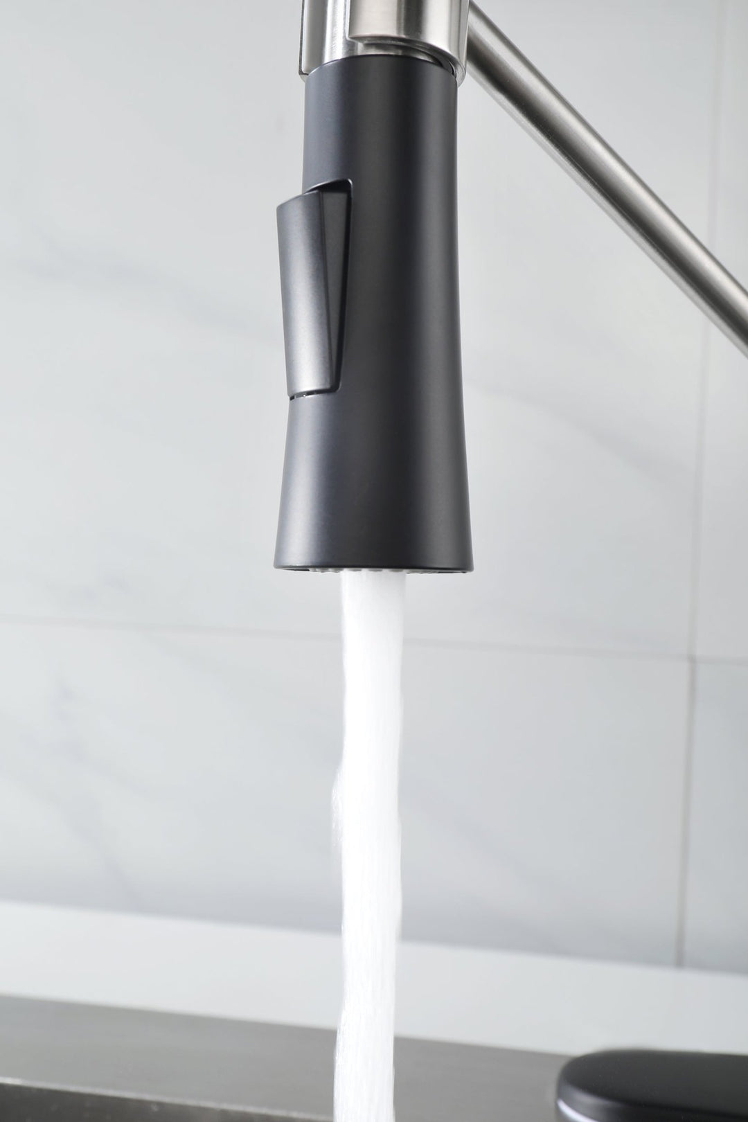 Matte Black Kitchen Faucet with Soap Dispenser Single Handle Kitchen Sink Faucet with Pull Down Sprayer Utility Sink Faucet Single Hole for Laundry Sink Stainless Steel 1.8 GPM - Tenko Co., Ltd.