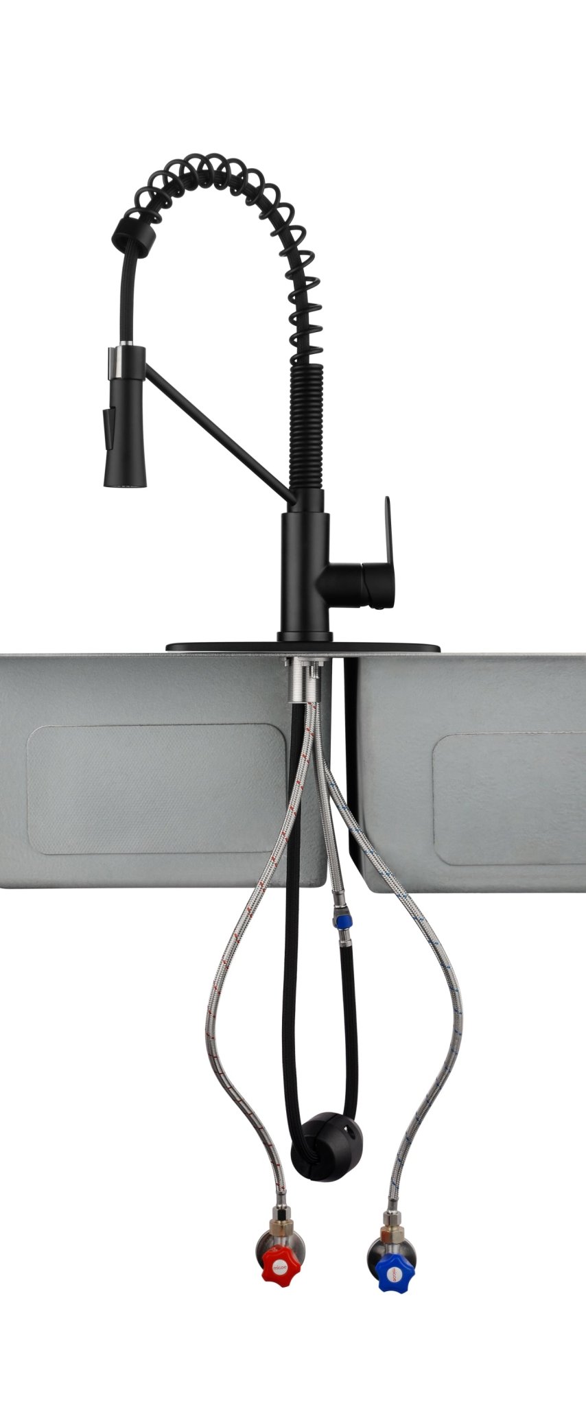Matte Black Kitchen Faucet with Soap Dispenser Single Handle Kitchen Sink Faucet with Pull Down Sprayer Utility Sink Faucet Single Hole for Laundry Sink Stainless Steel 1.8 GPM - Tenko Co., Ltd.