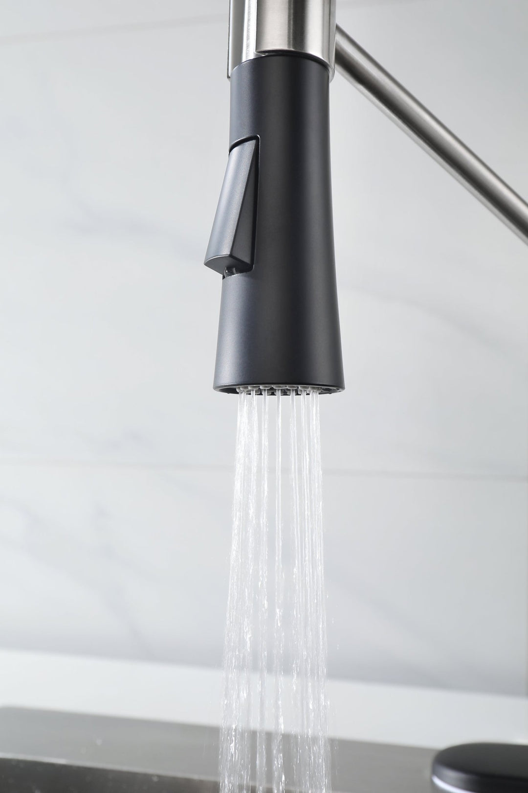 Matte Black Kitchen Faucet with Soap Dispenser Single Handle Kitchen Sink Faucet with Pull Down Sprayer Utility Sink Faucet Single Hole for Laundry Sink Stainless Steel 1.8 GPM - Tenko Co., Ltd.