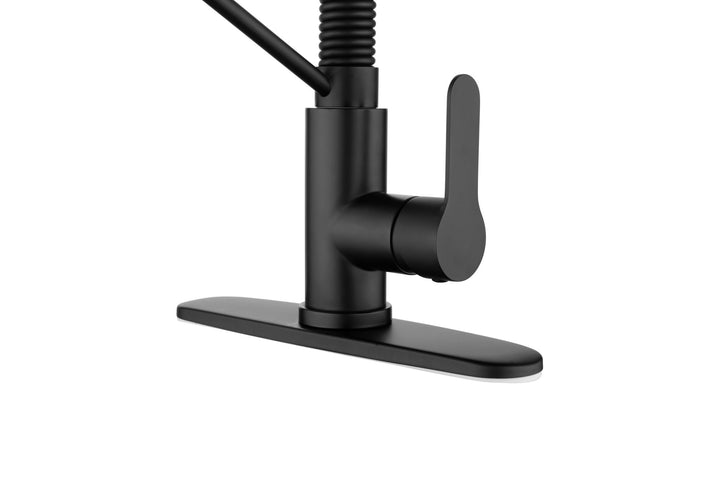 Matte Black Kitchen Faucet with Soap Dispenser Single Handle Kitchen Sink Faucet with Pull Down Sprayer Utility Sink Faucet Single Hole for Laundry Sink Stainless Steel 1.8 GPM - Tenko Co., Ltd.