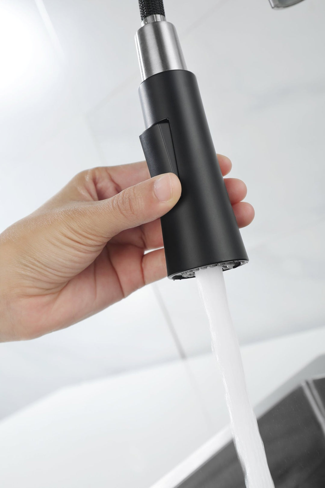Matte Black Kitchen Faucet with Soap Dispenser Single Handle Kitchen Sink Faucet with Pull Down Sprayer Utility Sink Faucet Single Hole for Laundry Sink Stainless Steel 1.8 GPM - Tenko Co., Ltd.