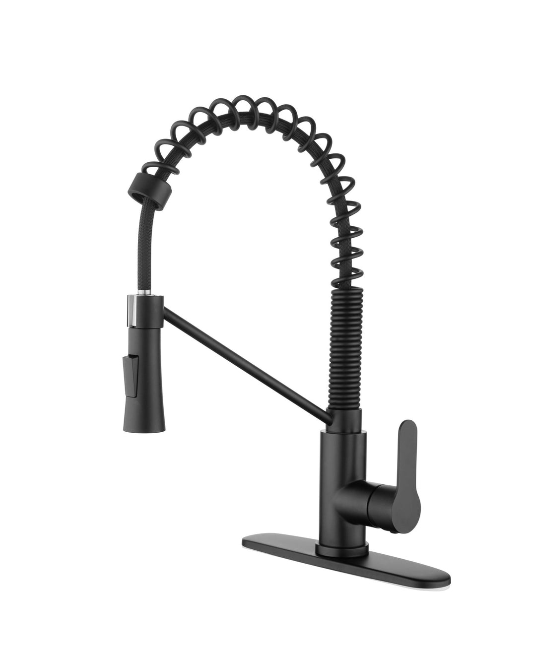 Matte Black Kitchen Faucet with Soap Dispenser Single Handle Kitchen Sink Faucet with Pull Down Sprayer Utility Sink Faucet Single Hole for Laundry Sink Stainless Steel 1.8 GPM - Tenko Co., Ltd.