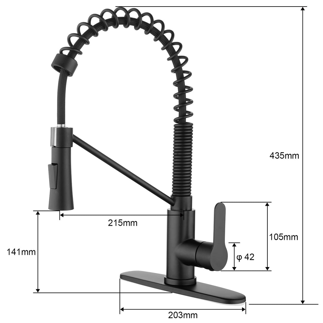 Matte Black Kitchen Faucet with Soap Dispenser Single Handle Kitchen Sink Faucet with Pull Down Sprayer Utility Sink Faucet Single Hole for Laundry Sink Stainless Steel 1.8 GPM - Tenko Co., Ltd.