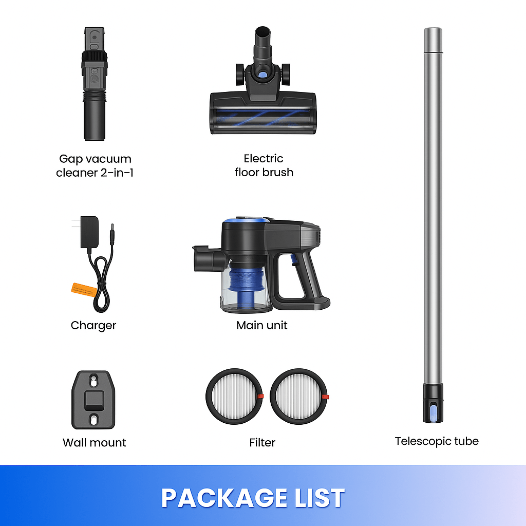 N3K Blue Silver Cordless Vacuum Cleaner - Tenko Co., Ltd.
