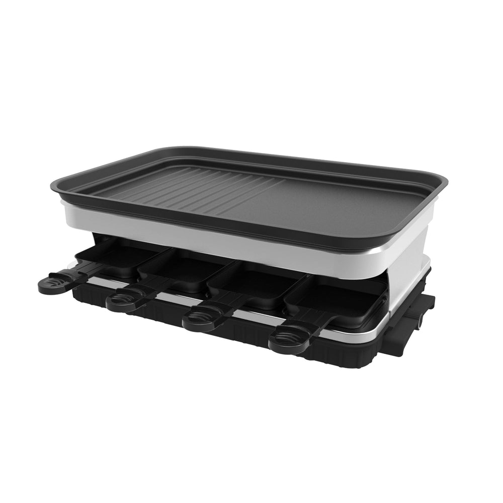 Raclette Grill 8 People Grill Plate Non - stick Coated, Raclette with 8 Mini Raclette Pans, Infinitely Adjustable Temperature, 1500W - Tenko Co., Ltd.