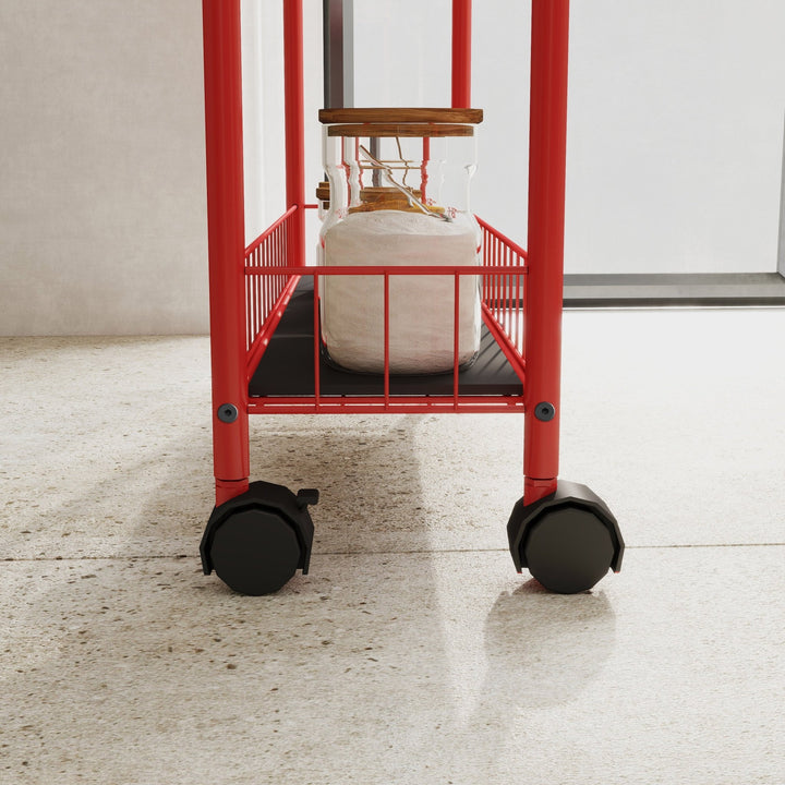 Red 6 - Tier Rolling Cart Gap Kitchen Slim Slide Out Storage Tower Rack with Wheels,6 Baskets,Kitchen,Bathroom Laundry Narrow Piaces Utility cart - Tenko Co., Ltd.