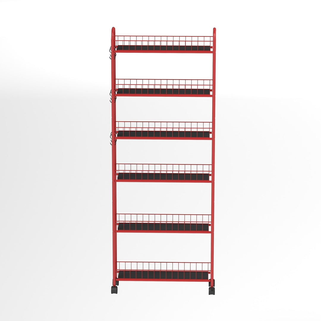 Red 6 - Tier Rolling Cart Gap Kitchen Slim Slide Out Storage Tower Rack with Wheels,6 Baskets,Kitchen,Bathroom Laundry Narrow Piaces Utility cart - Tenko Co., Ltd.