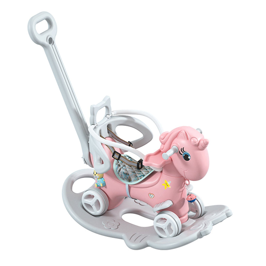 Rocking Horse for Toddlers, Balance Bike Ride On Toys with Push Handle, Backrest and Balance Board for Baby Girl and Boy, Unicorn Kids Pink Color - Tenko Co., Ltd.