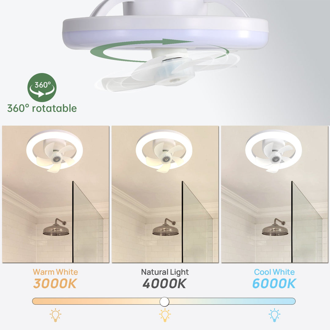 Socket Ceiling Fan with Light and Remote 360° Rotating Ceiling Fan 3 Colors and 3 Wind Speeds - Tenko Co., Ltd.