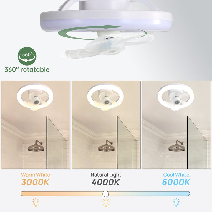 Socket Ceiling Fan with Light and Remote 360° Rotating Ceiling Fan 3 Colors and 3 Wind Speeds - Tenko Co., Ltd.