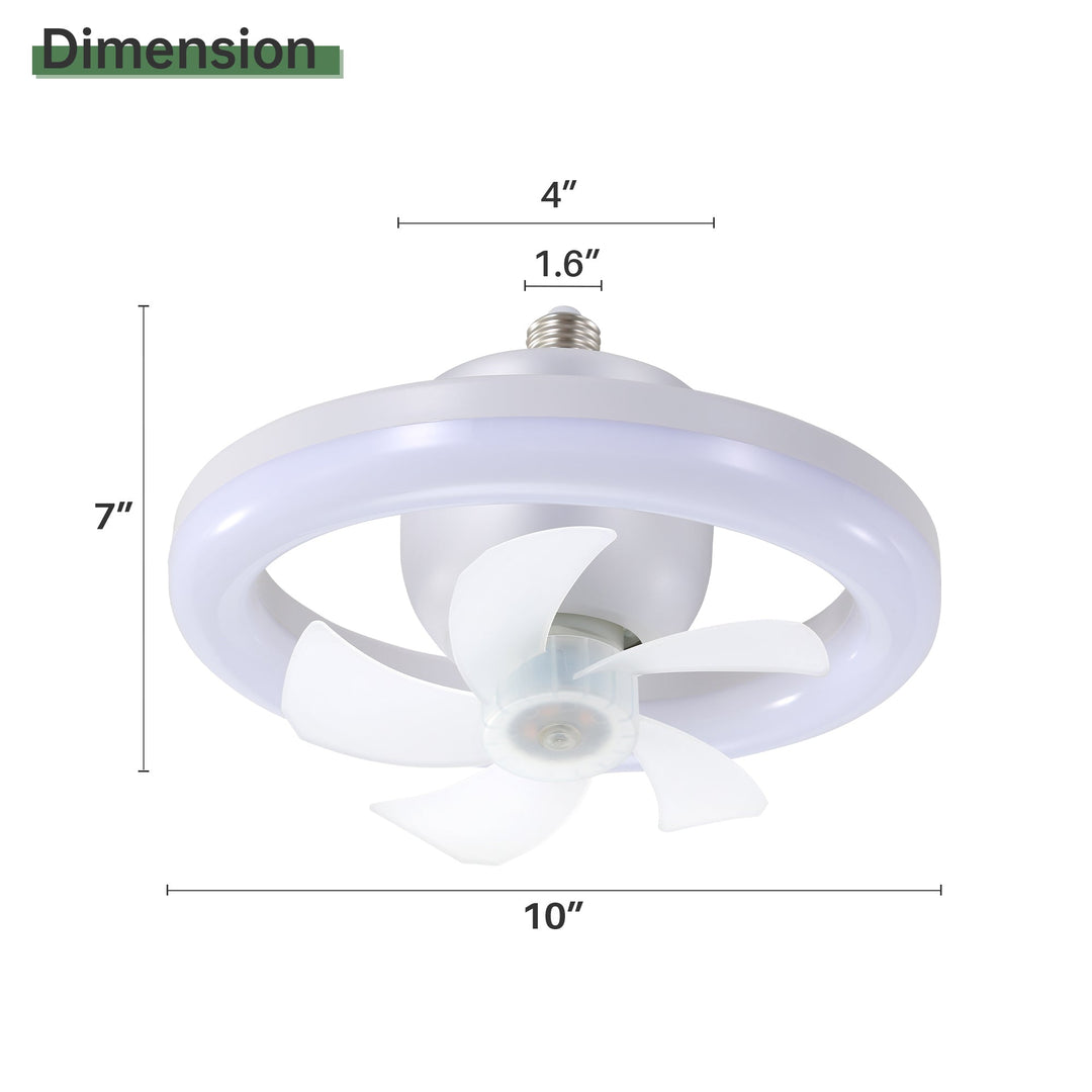 Socket Ceiling Fan with Light and Remote 360° Rotating Ceiling Fan 3 Colors and 3 Wind Speeds - Tenko Co., Ltd.