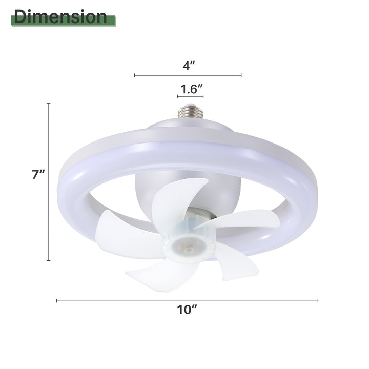 Socket Ceiling Fan with Light and Remote 360° Rotating Ceiling Fan 3 Colors and 3 Wind Speeds - Tenko Co., Ltd.