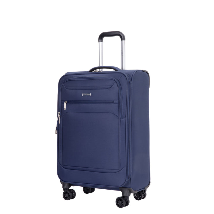 Softshell Suitcase Spinner Wheels Terylene Polyester Luggage Set with Carry On, Travelbag, and Toiletry Bag in Blue - Tenko Co., Ltd.