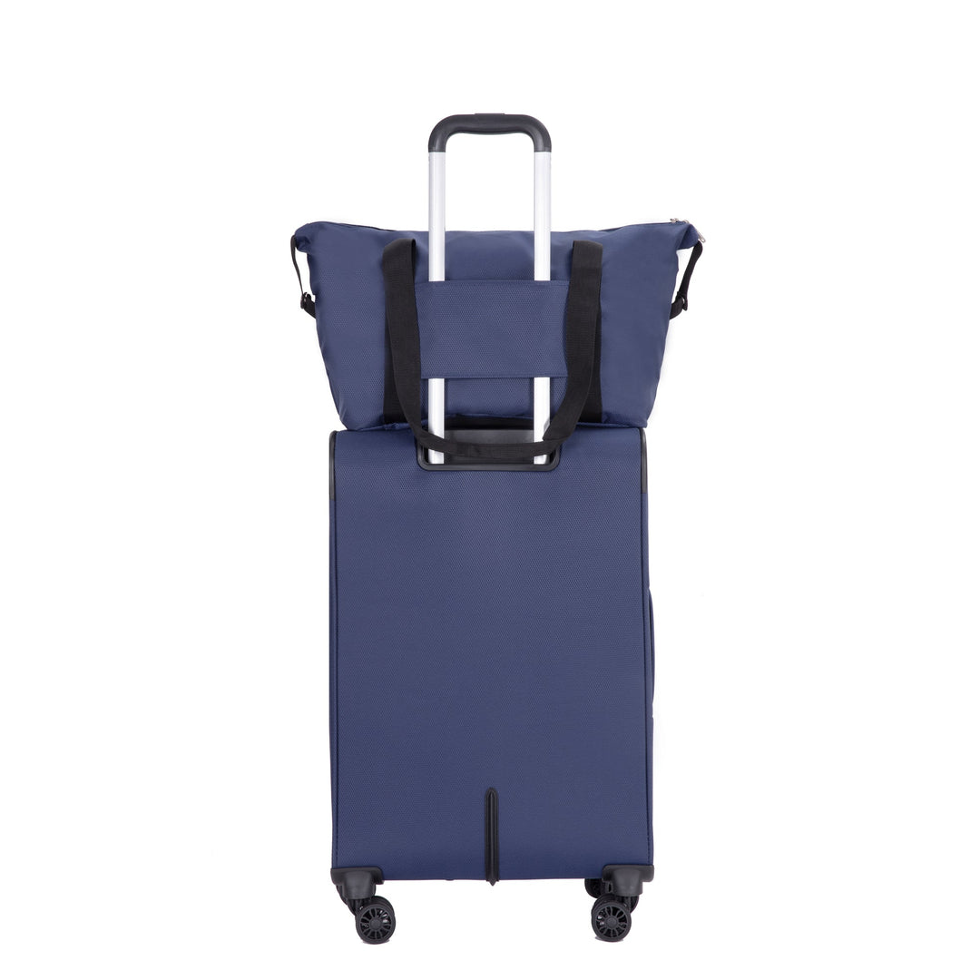 Softshell Suitcase Spinner Wheels Terylene Polyester Luggage Set with Carry On, Travelbag, and Toiletry Bag in Blue - Tenko Co., Ltd.