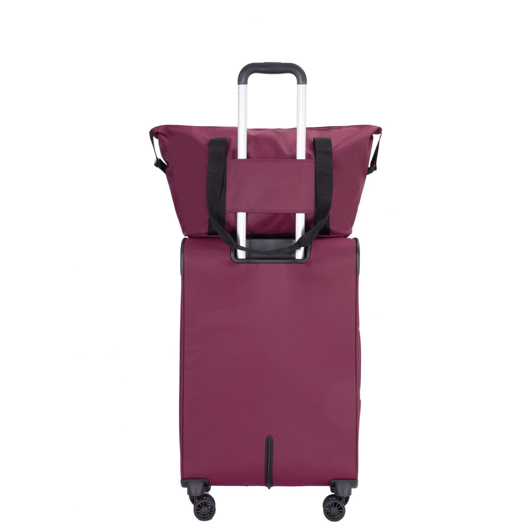 Softshell Suitcase Spinner Wheels Terylene Polyester Luggage Sets Carry On Suitcase Lightweight Durable WINE RED - Tenko Co., Ltd.