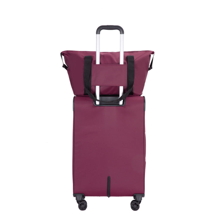Softshell Suitcase Spinner Wheels Terylene Polyester Luggage Sets Carry On Suitcase Lightweight Durable WINE RED - Tenko Co., Ltd.
