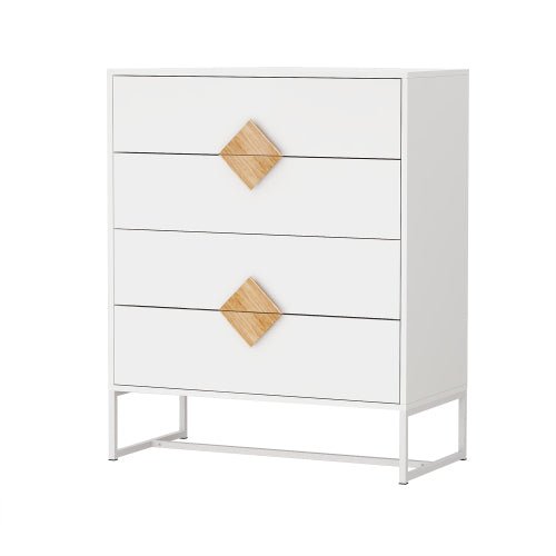 Solid wood special shape square handle design with 4 drawers bedroom furniture dressers - Tenko Co., Ltd.