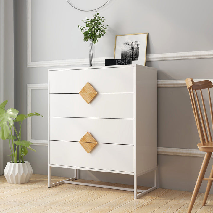 Solid wood special shape square handle design with 4 drawers bedroom furniture dressers - Tenko Co., Ltd.