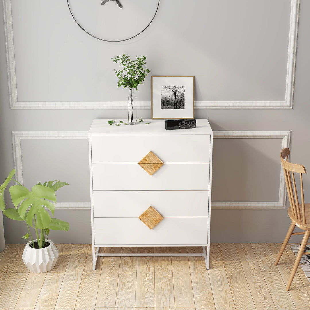 Solid wood special shape square handle design with 4 drawers bedroom furniture dressers - Tenko Co., Ltd.