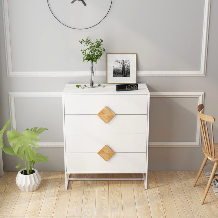 Solid wood special shape square handle design with 4 drawers bedroom furniture dressers - Tenko Co., Ltd.