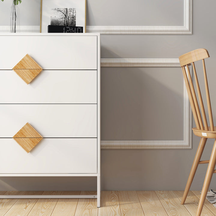 Solid wood special shape square handle design with 4 drawers bedroom furniture dressers - Tenko Co., Ltd.