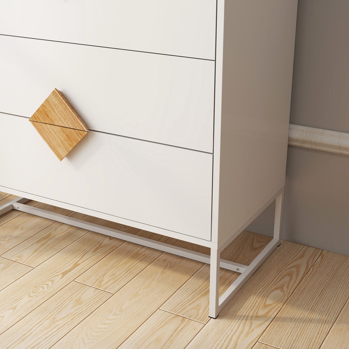 Solid wood special shape square handle design with 4 drawers bedroom furniture dressers - Tenko Co., Ltd.