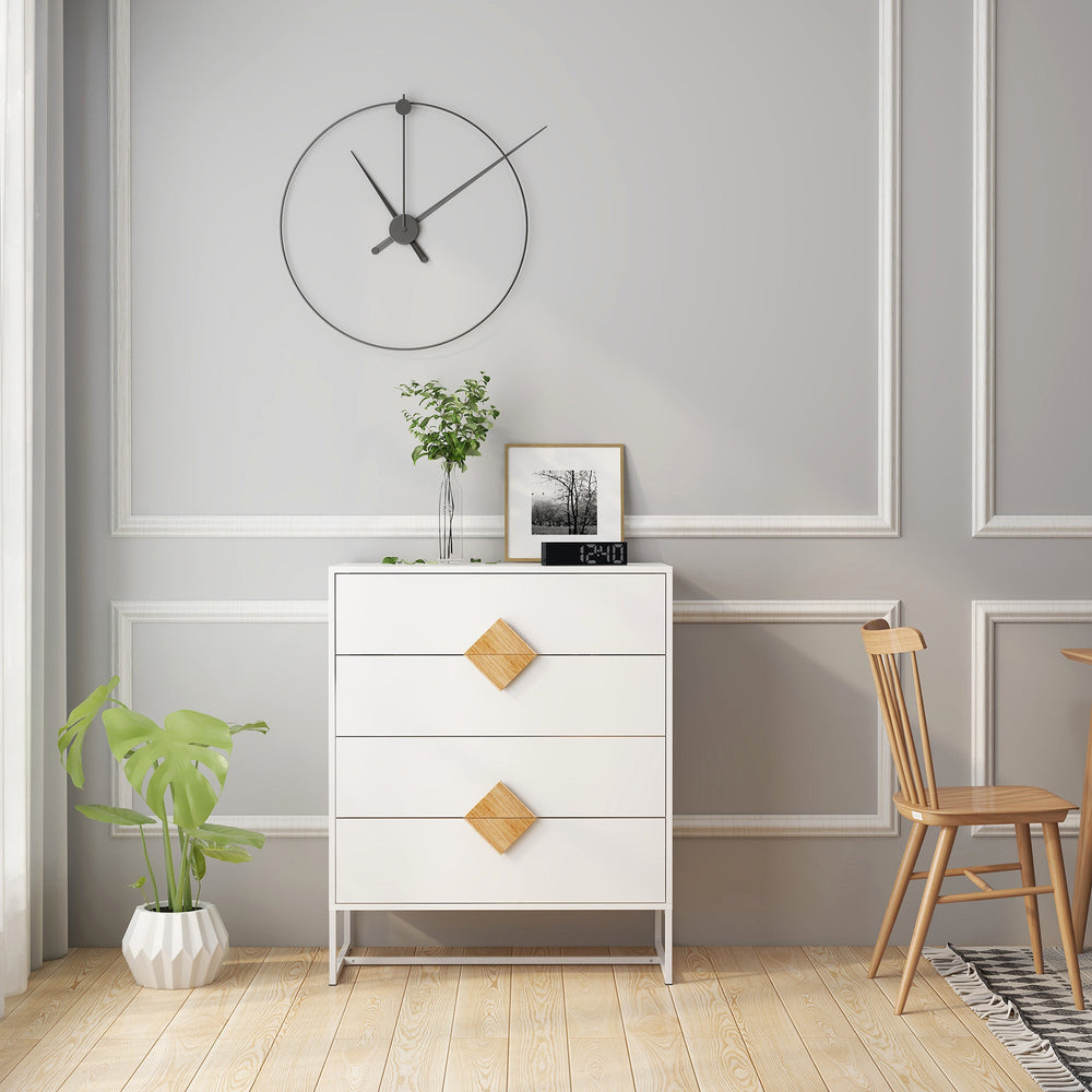 Solid wood special shape square handle design with 4 drawers bedroom furniture dressers - Tenko Co., Ltd.