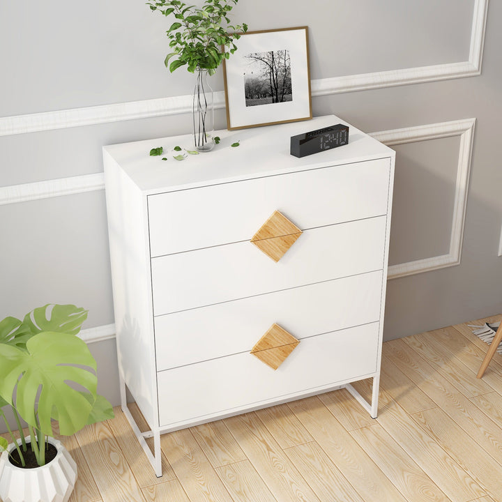 Solid wood special shape square handle design with 4 drawers bedroom furniture dressers - Tenko Co., Ltd.