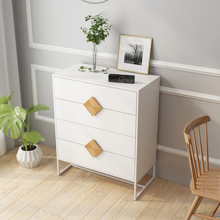 Solid wood special shape square handle design with 4 drawers bedroom furniture dressers - Tenko Co., Ltd.