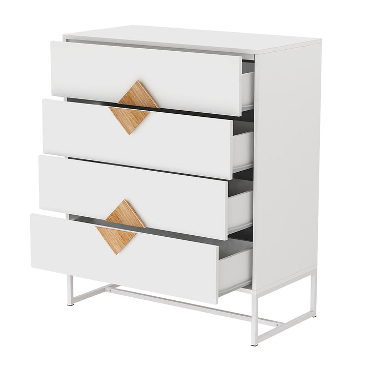 Solid wood special shape square handle design with 4 drawers bedroom furniture dressers - Tenko Co., Ltd.