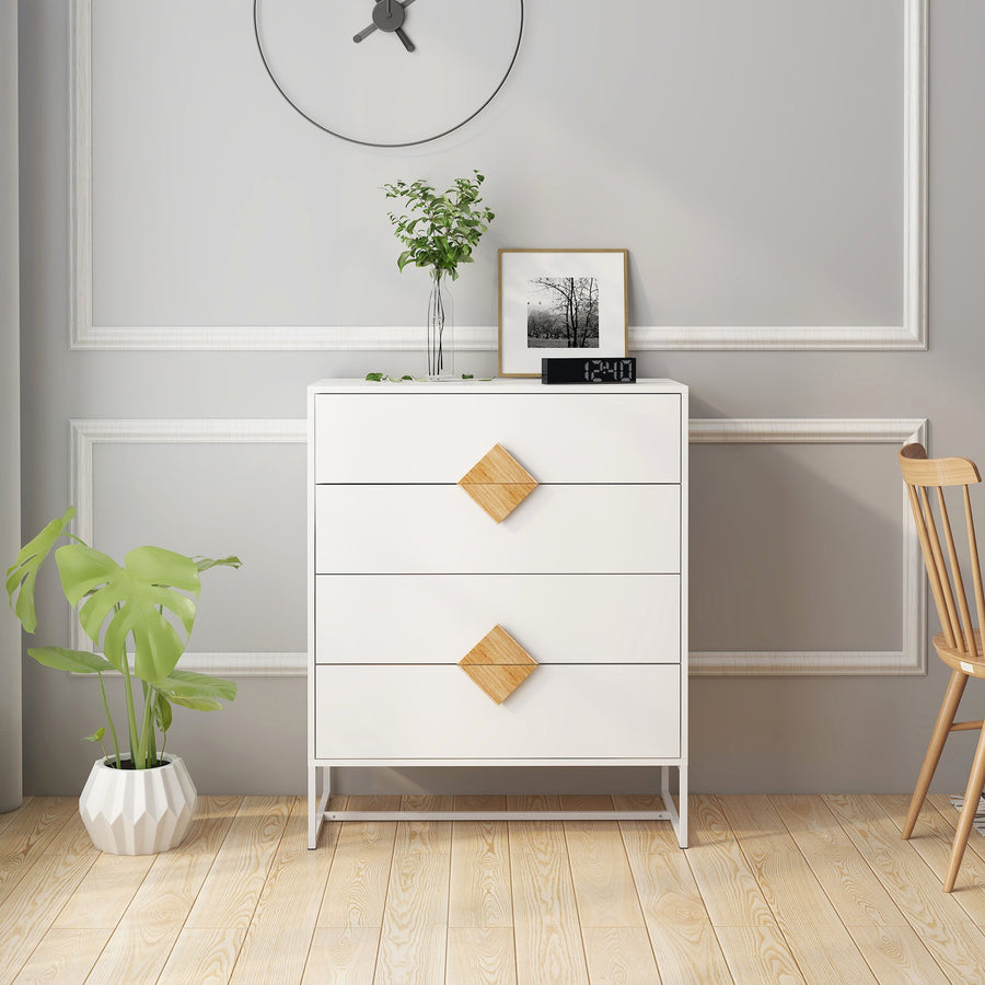 Solid wood special shape square handle design with 4 drawers bedroom furniture dressers - Tenko Co., Ltd.
