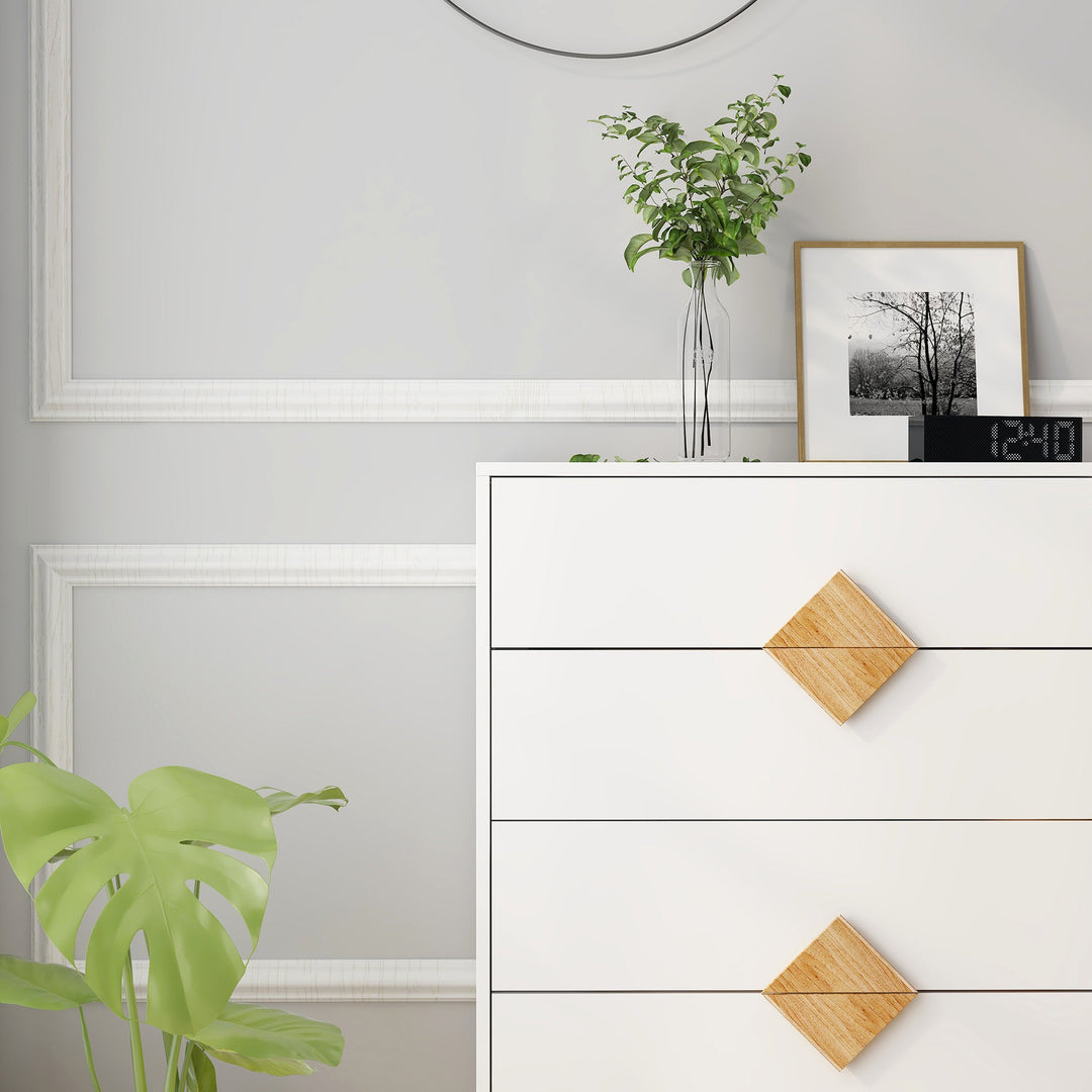 Solid wood special shape square handle design with 4 drawers bedroom furniture dressers - Tenko Co., Ltd.