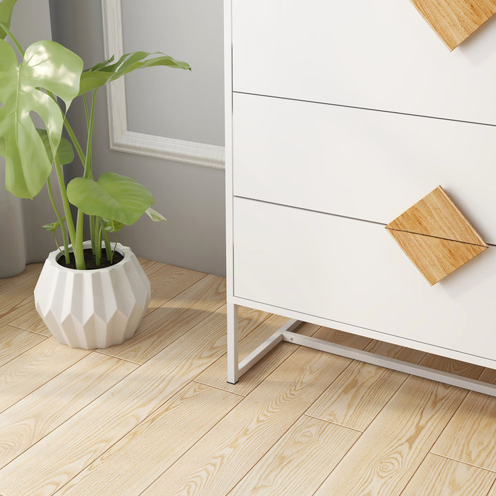 Solid wood special shape square handle design with 4 drawers bedroom furniture dressers - Tenko Co., Ltd.