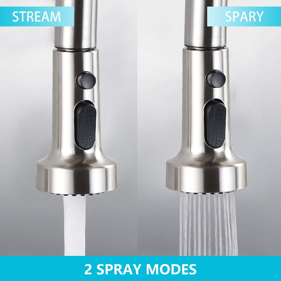 Stainless Steel Pull Down Kitchen Faucet with Soap Dispenser Brushed Nickel - Tenko Co., Ltd.