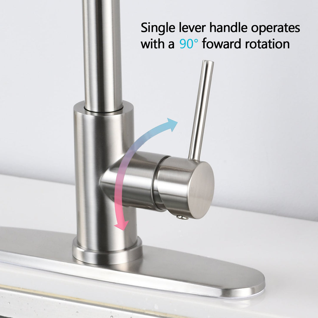 Stainless Steel Pull Down Kitchen Faucet with Soap Dispenser Brushed Nickel - Tenko Co., Ltd.
