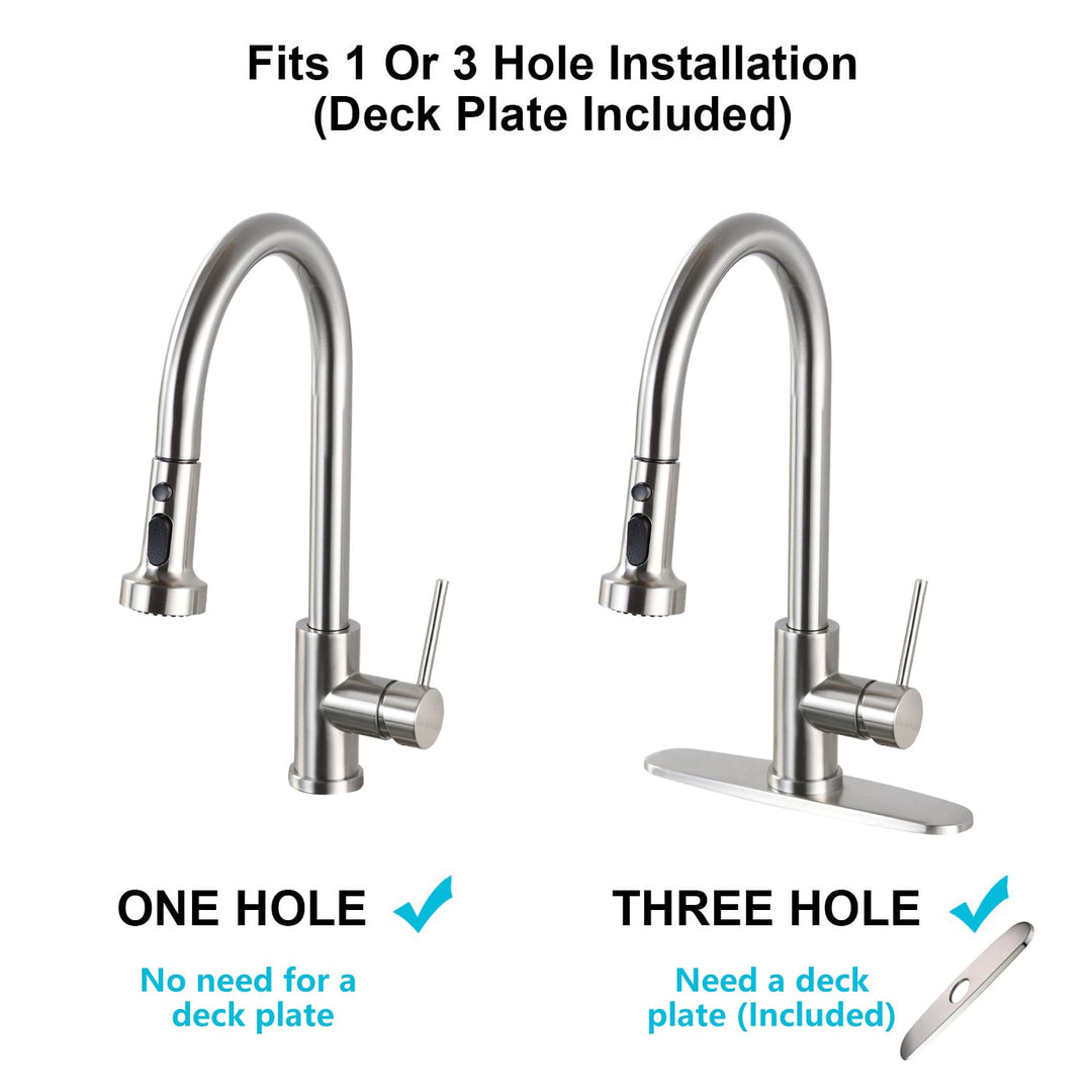 Stainless Steel Pull Down Kitchen Faucet with Soap Dispenser Brushed Nickel - Tenko Co., Ltd.