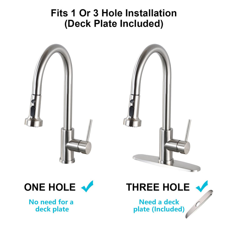 Stainless Steel Pull Down Kitchen Faucet with Soap Dispenser Brushed Nickel - Tenko Co., Ltd.
