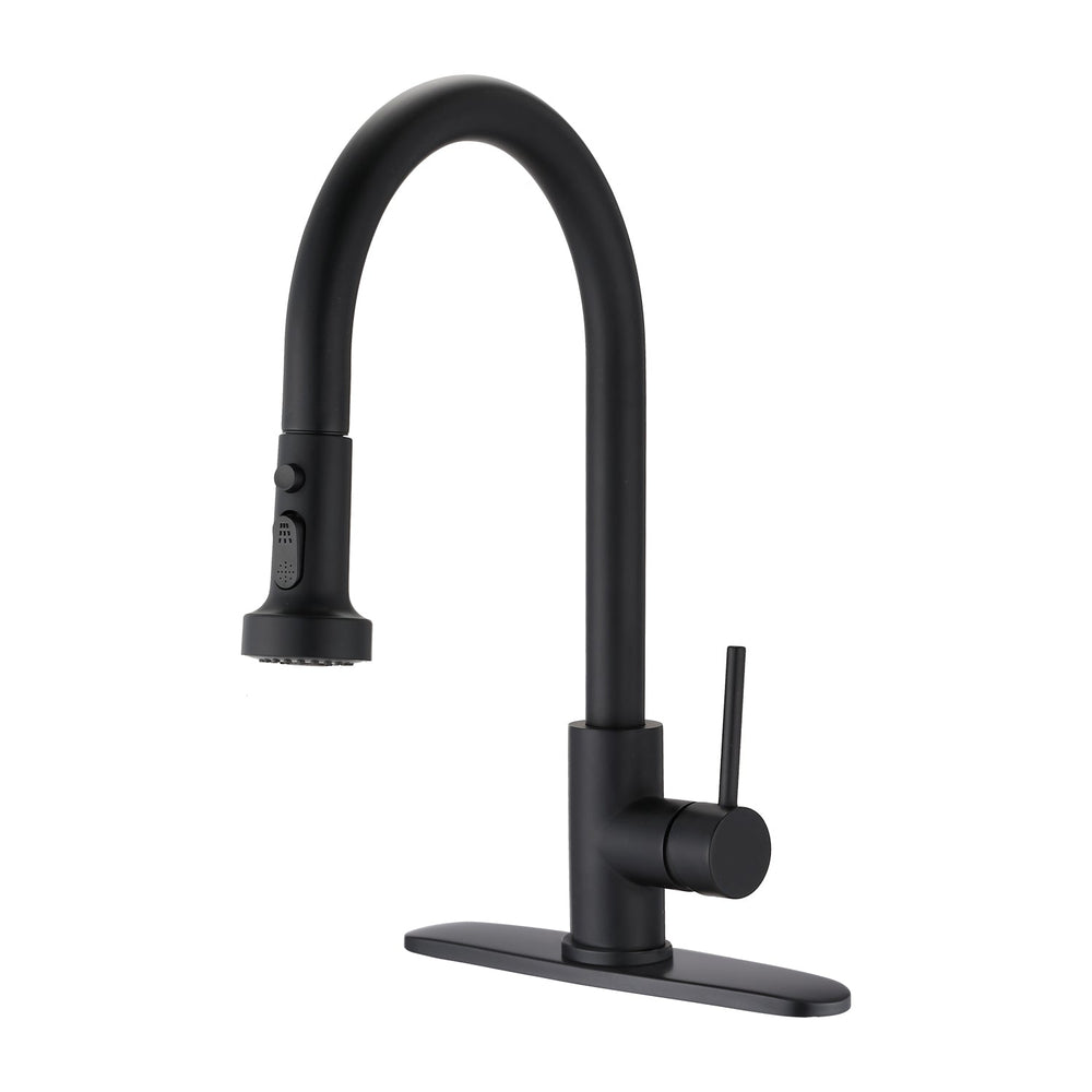 Stainless Steel Pull Down Kitchen Faucet with Soap Dispenser Matte Black - Tenko Co., Ltd.