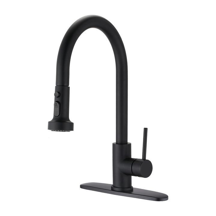 Stainless Steel Pull Down Kitchen Faucet with Soap Dispenser Matte Black - Tenko Co., Ltd.