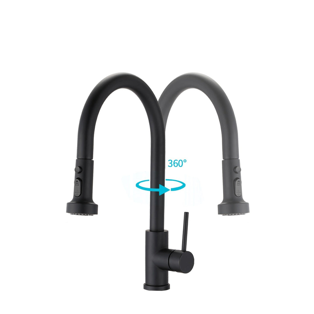 Stainless Steel Pull Down Kitchen Faucet with Soap Dispenser Matte Black - Tenko Co., Ltd.