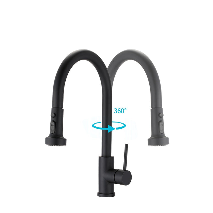 Stainless Steel Pull Down Kitchen Faucet with Soap Dispenser Matte Black - Tenko Co., Ltd.