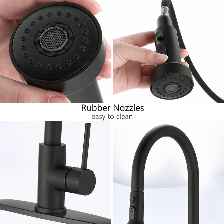 Stainless Steel Pull Down Kitchen Faucet with Soap Dispenser Matte Black - Tenko Co., Ltd.