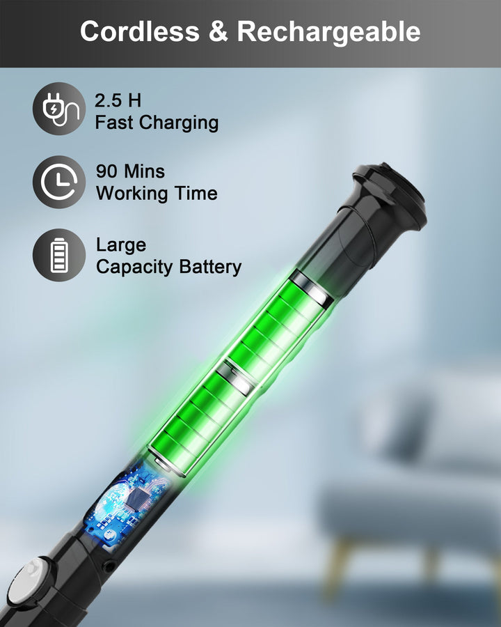 TASVAC EB5 BLACK Electric Spin Scrubber, Cordless Cleaning Brush with 5 Replaceable Heads, 450 RPM, Adjustable Telescopic Handle, 90min Runtime - Tenko Co., Ltd.