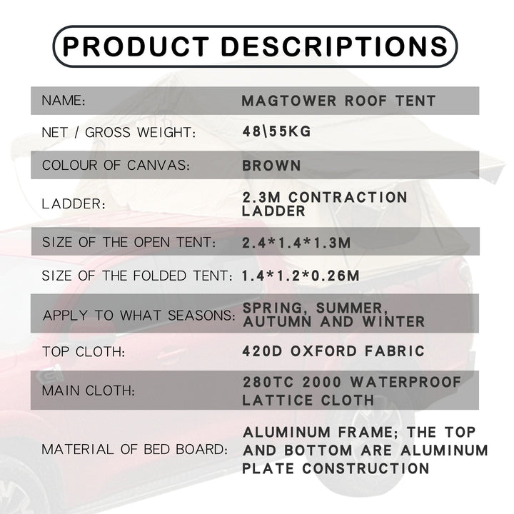The roof tent with 280TC 2000 waterproof lattice cloth for using as a Camping Necessity A Mobile Home - Tenko Co., Ltd.