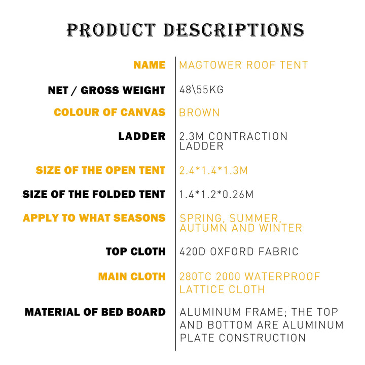 The roof tent with 280TC 2000 waterproof lattice cloth for using as a Camping Necessity A Mobile Home - Tenko Co., Ltd.