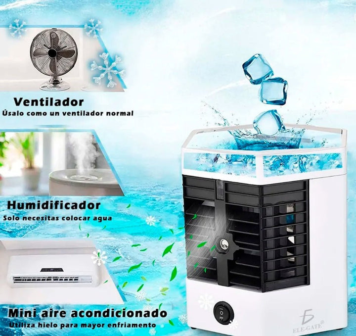 USB Air Cooler Fan with Humidifier, Portable Desktop Cooling Fan, LED Mood Light, 3 - Speed Wind, Quiet Mini AC for Home & Office - Tenko Co., Ltd.