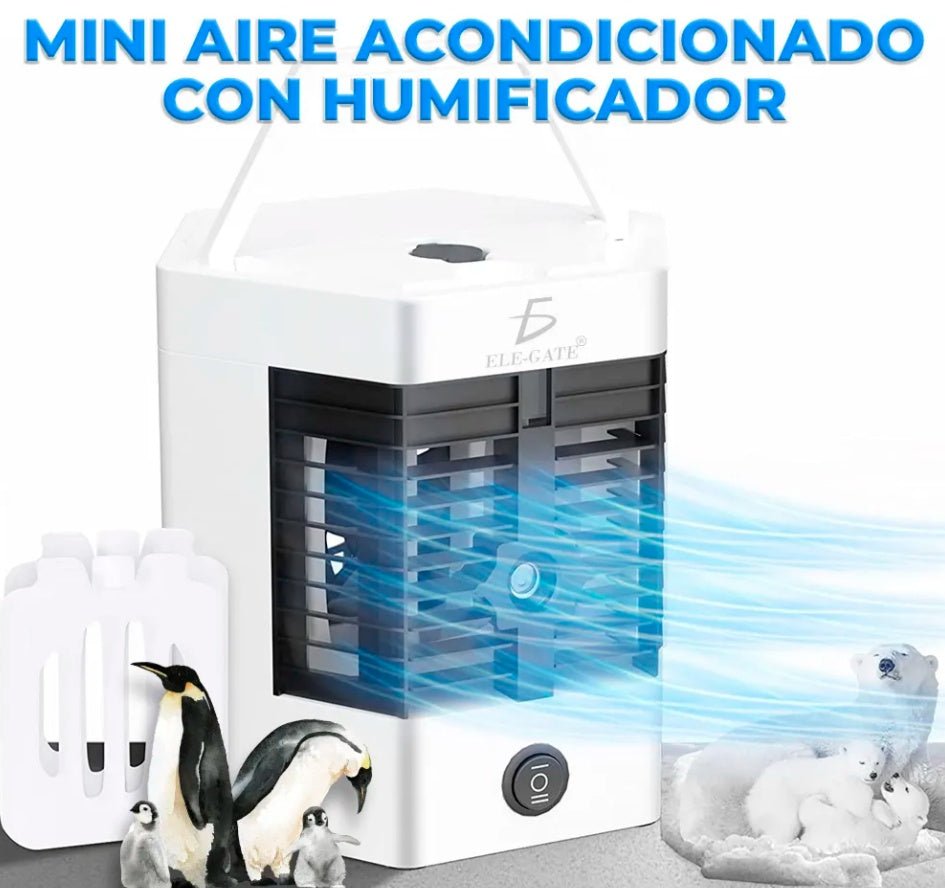 USB Air Cooler Fan with Humidifier, Portable Desktop Cooling Fan, LED Mood Light, 3 - Speed Wind, Quiet Mini AC for Home & Office - Tenko Co., Ltd.