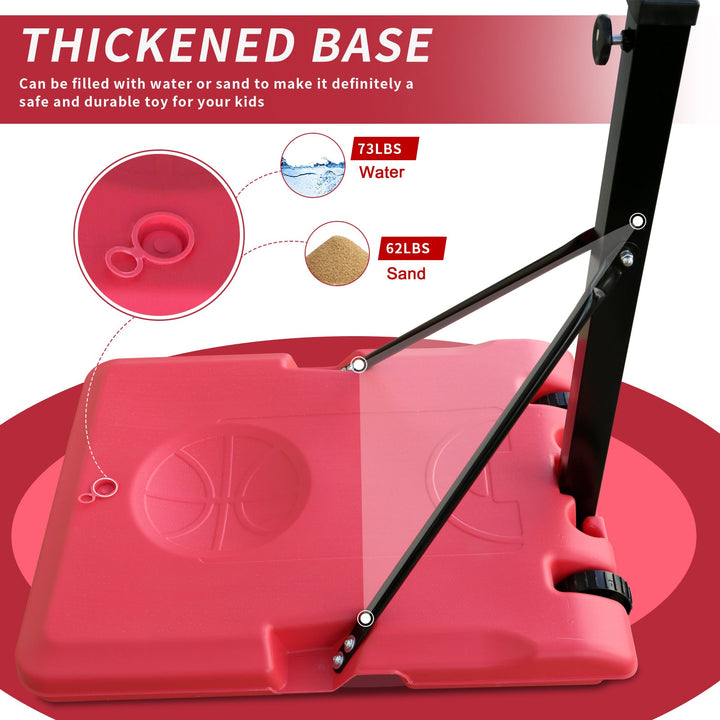 Use for Outdoor Height Adjustable 4.8 to 7.7ft Basketball Hoop 28 Inch Backboard Portable Basketball Goal System with Stable Base and Wheels - Tenko Co., Ltd.