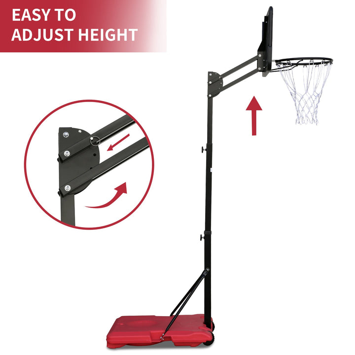 Use for Outdoor Height Adjustable 4.8 to 7.7ft Basketball Hoop 28 Inch Backboard Portable Basketball Goal System with Stable Base and Wheels - Tenko Co., Ltd.